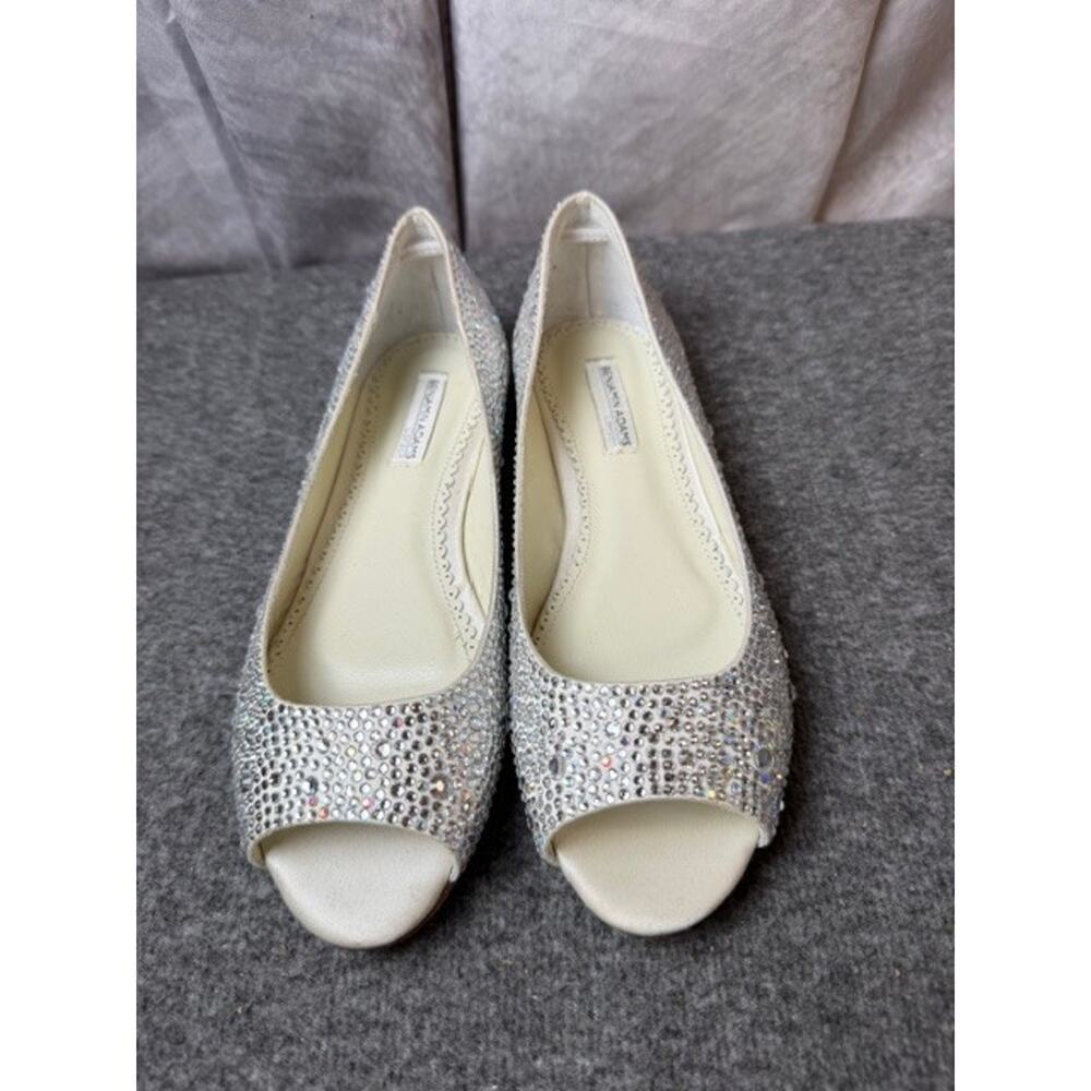 Benjamin Adams London Ivory Dutchess Silk Crystal Halle Women's Flats Sz 6.5 - Picture 3 of 10